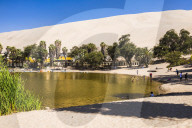 Huacachina, a sand dunes surrounded oasis village in the Ica Region of Peru