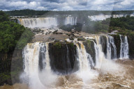 Iguazu Falls (Cataratas del Iguacu), Argentinian side, seen from Brazilian side, Brazil Argentina Paraguay border