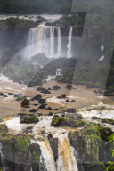 Iguazu Falls (Cataratas del Iguacu), Argentinian side, seen from Brazilian side, Brazil Argentina Paraguay border