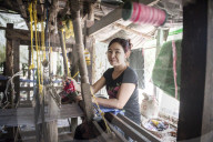 Weaving at Twante, accross the river from Yangon, Myanmar (Burma)