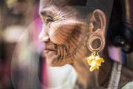 Tattooed woman of a Chin Tribe Village, Chin State, Myanmar (Burma)
