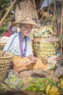 Portrait of a vendor at Ywama Village Market, Inle Lake, Shan State, Myanmar (Burma)