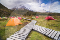 Camping in Torres del Paine National Park, Patagonia, Chile