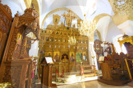 Interior of Timiou Stavrou Monastery, Omodos, Troodos Mountains, Cyprus, Eastern Mediterranean Sea