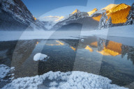 Lake Louise at Sunrise in Winter, Banff National Park, Alberta, Canada