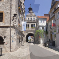 Maintor gate, town hall, Marktbreit, Mainfranken, Lower Franconia, Bavaria, Germany