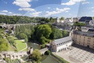 Neumunster Abbey at Lower City Grund, former battlement, old town, UNESCO Wolrd Heritage Site, Luxembourg City, Grand Duchy of Luxembourg