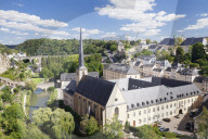 Neumunster Abbey at Lower City Grund, former battlement, old town, UNESCO Wolrd Heritage Site, Luxembourg City, Grand Duchy of Luxembourg