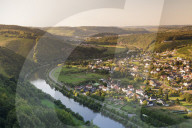 View ober the Saar Valley with Saar River near Serrig, Rhineland-Palatinate, Germany