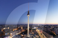 View from Hotel Park Inn over Alexanderplatz Square, Berliner Fernsehturm TV Tower, Berlin Mitte, Berlin, Germany