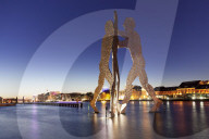Molecule Man by Jonathan Borofsky, Spree River, Oberbaum Brdige, TV Tower, Treptow, Berlin, Germany