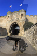 Cannon, Lincoln Castle, historic home of Magna Carta, Cathedral Quarter, City of Lincoln, Lincolnshire, England, United Kingdom