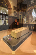 Stone tomb of reinterred King Richard III (Third), Leicester Cathedral, Leicester, Leicestershire, England, United Kingdom
