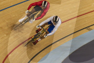 Track cycling battle in the velodrome, London 2012, Summer Olympic Games, England, United Kingdom, Europe