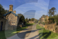 Spring morning at Edensor, Estate Village at Chatsworth, home of Duke of Devonshire, near Chesterfield, Derbyshire, England, United Kingdom, Europe