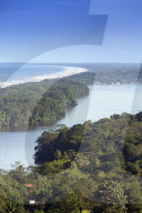 View of rainforest, beach and rivers in Tortuguero national park