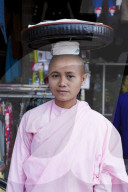 Asia, Southeast Asia, Myanmar, buddhist nun in traditional robes