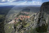 View from the castle of the medieval village of Monsanto in the municipality of Idanha-a-Nova, Monsanto, Beira, Portugal, Europe