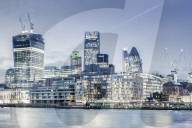 City of London skyline showing the Cheesegrater (Rogers), Gherkin (Foster) and Walkie Talkie (Vinoly)