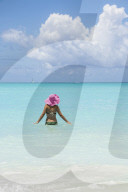 Bather in the turquoise waters of the Caribbean Sea, Jolly Beach, Antigua, Antigua and Barbuda, Leeward Islands, West Indies, Caribbean, Central America