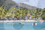 Water sports and sunbeds for amusement and relaxation, Carlisle, Morris Bay, Antigua and Barbuda, Leeward Islands, West Indies, Caribbean, Central America