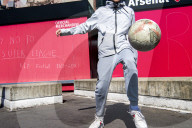 Thousands of Arsenal fans stage protest against Kroenke outside stadium. Around 3,000 fans outside stadium before Everton game. Spotify founder Daniel Ek ‘happy to throw my hat in the ring’