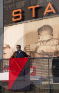 Thousands of Arsenal fans stage protest against Kroenke outside stadium. Around 3,000 fans outside stadium before Everton game. Spotify founder Daniel Ek ‘happy to throw my hat in the ring’