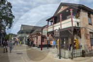 Old colnial shops, St George street pedestrian zone, St. Augustine, oldest continuously occupied European-established settlement, Florida, USA