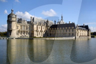 Chateau Chantilly across the moat, Chantilly, Oise, France