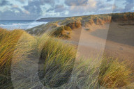 Sand dunes at Holywell, near Newquay, Cornwall, Great Britain.