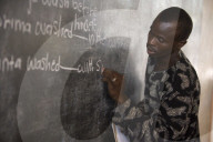 Teacher Musa Manjang, teach and children,  Balaba Primary School. The Gambia.