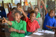 Grade 3 class at Gaulim Demonstration School in East New Britain during a phonics lesson