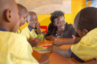 AGNES MBVOYIRE .VSO national volunteer working alongside Filipino volunteer Rhea Villarico to improve standards of teaching in nursery schools in eastern Rwanda.