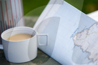 tea and walkers map with flask