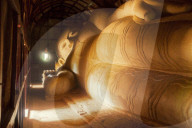 60-foot long Reclining Buddha at Shinbinthalyaung Temple, Bagan (Pagan), Myanmar (Burma), Asia