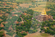 Aerial view of the ancient city of Bagan where more than 2200 ancient temples remain of the original 10000, Bagan (Pagan), Myanmar (Burma), Asia
