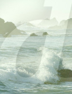Crashing waves on rocks at Big Sur California