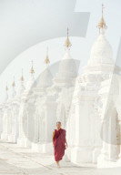 The world's largest book, set in stone, in the grounds of the Kuthodaw Pagoda at the foot of Mandalay Hill, Myanmar (Burma), Asia