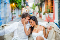 Couple Sitting in a Horse and Carriage, Old Walled-in City, Cartagena, Colombia