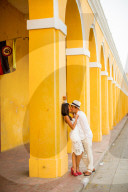Couple Posing in the street, Old Walled-in City, Cartagena, Colombia