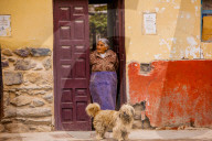 Woman and her Dog, Ollantaytambo, Sacred Valley, Peru