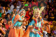 Traditional Krishna and Radha Dance, Flower Holi Festival, Vrindavan, India