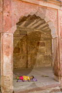 Baby resting in the shade at Mehrangarh Fort in Jodhpur, the Blue City, Rajasthan, India