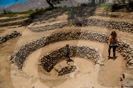 Girls at Aqueducts at Nasca, Peru