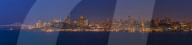 San Francisco skyline panorama at dusk taken from ALcatraz Island, California, USA