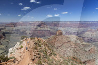 Hikers descend the curving South Kaibab trail in Grand Canyon National Park, UNESCO World Heritage Site, Arizona, United States of America, North America