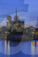The medieval Notre Dame Cathedral on the Ile de la Cite in early evening light and River Seine, Paris, France, Europe