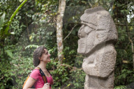 An ancient stone statue at the World Heritage site of San AgustÃ­n in Colombia
