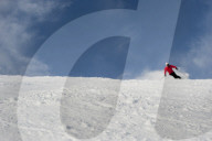 Skiing in Italy in the Dolomites mountains near Falcade