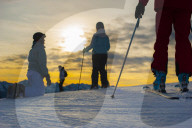 Skiing in Italy in the Dolomites mountains near Falcade
